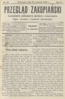 Przegląd Zakopiański: czasopismo poświęcone sprawom miejscowym : organ „Związku Przyjaciół Zakopanego”. R. 4, 1902, nr 26