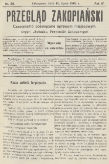 Przegląd Zakopiański: czasopismo poświęcone sprawom miejscowym : organ „Związku Przyjaciół Zakopanego”. R. 4, 1902, nr 28