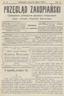 Przegląd Zakopiański: czasopismo poświęcone sprawom miejscowym : organ „Związku Przyjaciół Zakopanego”. R. 4, 1902, nr 31
