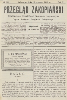 Przegląd Zakopiański: czasopismo poświęcone sprawom miejscowym : organ „Związku Przyjaciół Zakopanego”. R. 4, 1902, nr 33