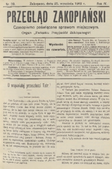 Przegląd Zakopiański: czasopismo poświęcone sprawom miejscowym : organ „Związku Przyjaciół Zakopanego”. R. 4, 1902, nr 39