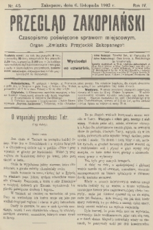 Przegląd Zakopiański: czasopismo poświęcone sprawom miejscowym : organ „Związku Przyjaciół Zakopanego”. R. 4, 1902, nr 45