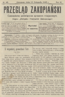 Przegląd Zakopiański: czasopismo poświęcone sprawom miejscowym : organ „Związku Przyjaciół Zakopanego”. R. 4, 1902, nr 46