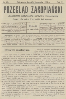 Przegląd Zakopiański: czasopismo poświęcone sprawom miejscowym : organ „Związku Przyjaciół Zakopanego”. R. 4, 1902, nr 48