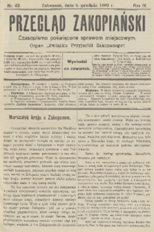 Przegląd Zakopiański: czasopismo poświęcone sprawom miejscowym : organ „Związku Przyjaciół Zakopanego”. R. 4, 1902, nr 49