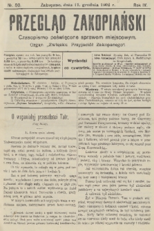 Przegląd Zakopiański: czasopismo poświęcone sprawom miejscowym : organ „Związku Przyjaciół Zakopanego”. R. 4, 1902, nr 50