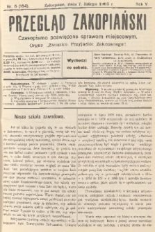 Przegląd Zakopiański: czasopismo poświęcone sprawom miejscowym : organ „Związku Przyjaciół Zakopanego”. R. 5, 1903, nr 6
