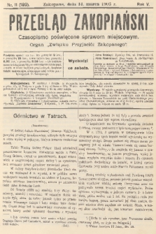 Przegląd Zakopiański: czasopismo poświęcone sprawom miejscowym : organ „Związku Przyjaciół Zakopanego”. R. 5, 1903, nr 11