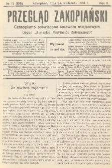 Przegląd Zakopiański: czasopismo poświęcone sprawom miejscowym : organ „Związku Przyjaciół Zakopanego”. R. 5, 1903, nr 17