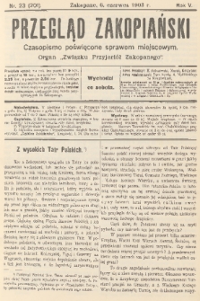 Przegląd Zakopiański: czasopismo poświęcone sprawom miejscowym : organ „Związku Przyjaciół Zakopanego”. R. 5, 1903, nr 23