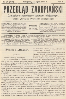 Przegląd Zakopiański: czasopismo poświęcone sprawom miejscowym : organ „Związku Przyjaciół Zakopanego”. R. 5, 1903, nr 28