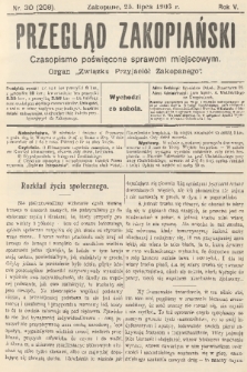 Przegląd Zakopiański: czasopismo poświęcone sprawom miejscowym : organ „Związku Przyjaciół Zakopanego”. R. 5, 1903, nr 30