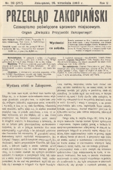 Przegląd Zakopiański: czasopismo poświęcone sprawom miejscowym : organ „Związku Przyjaciół Zakopanego”. R. 5, 1903, nr 39