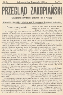 Przegląd Zakopiański: czasopismo poświęcone sprawom Tatr i Podhala. R. 6, 1904, nr 3