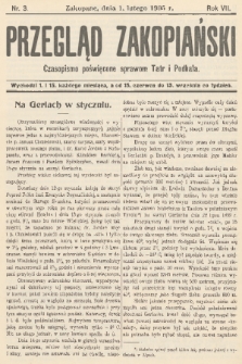 Przegląd Zakopiański: czasopismo poświęcone sprawom Tatr i Podhala. R. 7, 1905, nr 3