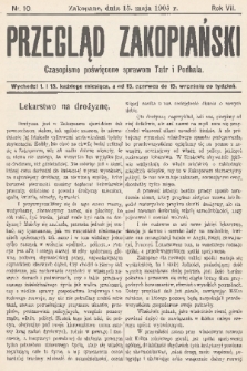 Przegląd Zakopiański: czasopismo poświęcone sprawom Tatr i Podhala. R. 7, 1905, nr 10