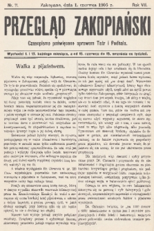 Przegląd Zakopiański: czasopismo poświęcone sprawom Tatr i Podhala. R. 7, 1905, nr 11