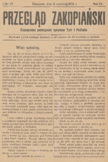 Przegląd Zakopiański: czasopismo poświęcone sprawom Tatr i Podhala. R. 7, 1905, nr 17
