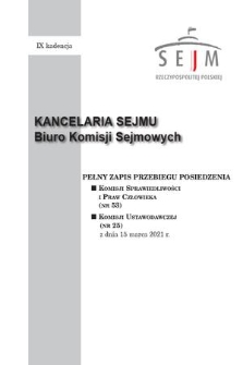 Pełny Zapis Przebiegu Posiedzenia Komisji Ustawodawczej (nr 25) z dnia 15 marca 2021 r.