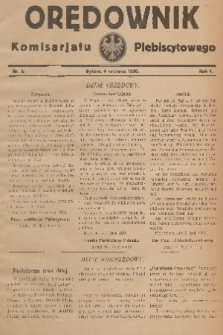 Orędownik Komisarjatu Plebiscytowego. R. 1, 1920, nr 2