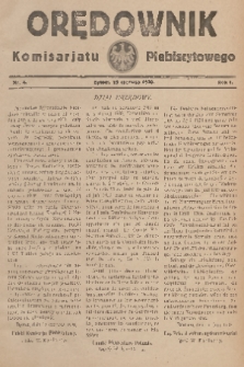 Orędownik Komisarjatu Plebiscytowego. R. 1, 1920, nr 4