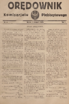 Orędownik Komisarjatu Plebiscytowego. R. 1, 1920, nr 9
