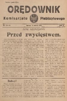 Orędownik Komisarjatu Plebiscytowego. R. 2, 1921, nr 33