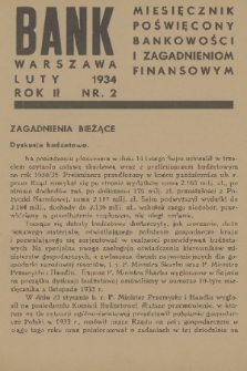 Bank : miesięcznik poświęcony bankowości i zagadnieniom finansowym. R. 2, 1934, nr 2