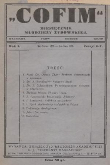 Cofim : miesięcznik młodzieży żydowskiej. R. 1, 1926, z. 6-7