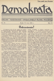 Demokrata : organ narodowo-społecznego ruchu młodych. R. 3, 1936, nr 22