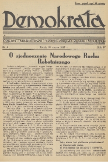 Demokrata : organ narodowo-społecznego ruchu młodych. R. 4, 1937, nr 4