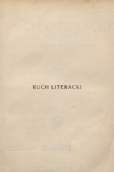 Ruch Literacki. R. 1, 1926, spis rzeczy