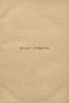 Ruch Literacki. R. 2, 1927, spis rzeczy
