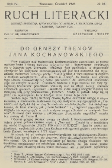 Ruch Literacki. R. 4, 1929, No. 10