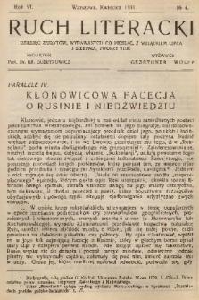 Ruch Literacki. R. 6, 1931, No. 4