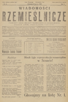 Wiadomości Rzemieślnicze : tygodniowy organ oficjalny Wojewódzkich Izb Rzemieślniczych: Kraków, Lwów, Stanisławów, Tarnopol. R. 2, 1928, nr 11 + dod.