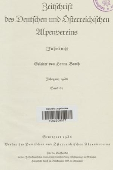 Zeitschrift des Deutschen und Österreichischen Alpenvereins. Jg. 67, 1936