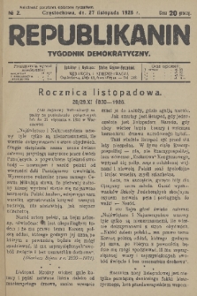 Republikanin : tygodnik demokratyczny. R. 1, 1926, No. 2