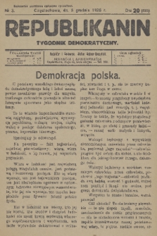Republikanin : tygodnik demokratyczny. R. 1, 1926, No. 3
