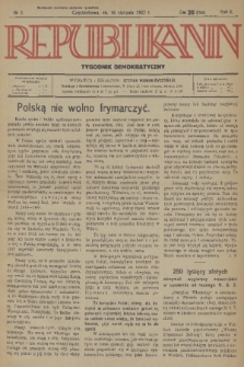 Republikanin : tygodnik demokratyczny. R. 2, 1927, No. 3