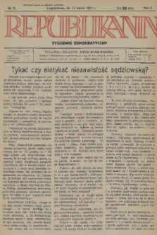 Republikanin : tygodnik demokratyczny. R. 2, 1927, No. 11