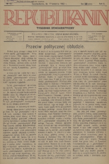Republikanin : tygodnik demokratyczny. R. 2, 1927, No. 15