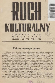 Ruch Kulturalny : [dodatek do miesięcznika „Ruch Młodych”]. [R.] 1, 1936, nr 1