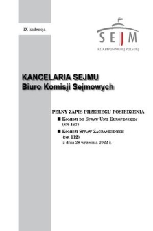 Pełny Zapis Przebiegu Posiedzenia Komisji Spraw Zagranicznych (nr 112) z dnia 28 września 2022 r.