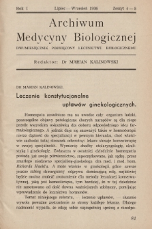 Archiwum Medycyny Biologicznej : dwumiesięcznik poświęcony lecznictwu biologicznemu. 1936, Zeszyt 4-5