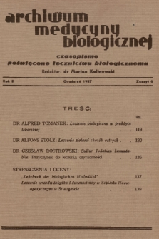 Archiwum Medycyny Biologicznej : czasopismo poświęcone lecznictwu biologicznemu. 1937, Zeszyt 6