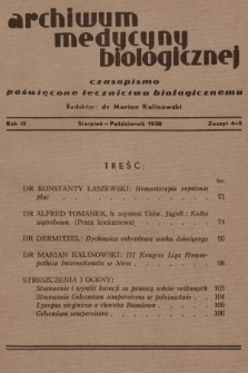 Archiwum Medycyny Biologicznej : czasopismo poświęcone lecznictwu biologicznemu. 1938, Zeszyt 4-5