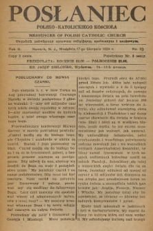 Posłaniec Polsko-Katolickiego Kościoła = Messenger of Polish Catholic Church : tygodnik poświęcony sprawom religijnym, społecznym i naukowym. 1924, No. 33