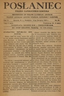 Posłaniec Polsko-Katolickiego Kościoła = Messenger of Polish Catholic Church : tygodnik poświęcony sprawom religijnym, społecznym i naukowym. 1924, No. 34