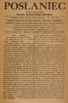 Posłaniec : Messenger Polsko-Katolickiego Kościoła : tygodnik poświęcony sprawom religijnym, społecznym i naukowym. 1924, No. 38